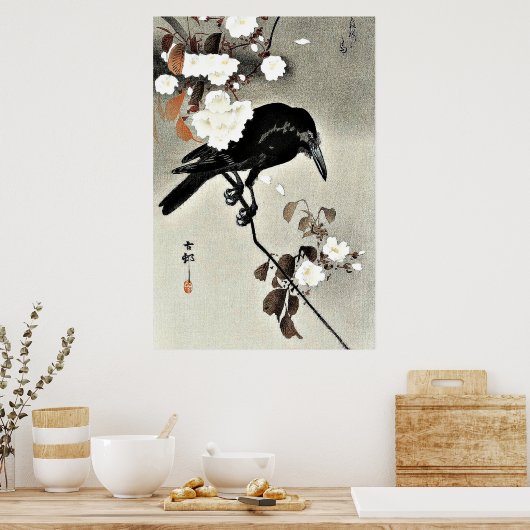 Crow and Cherry Blossom van Ohara Koson Poster (Keuken)