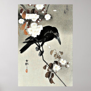 Crow and Cherry Blossom van Ohara Koson Poster