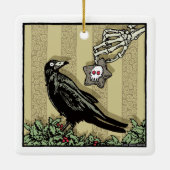 Crow and Cookie - Pop Gothic Holiday Keramisch Ornament (Achterkant)