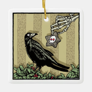 Crow and Cookie - Pop Gothic Holiday Keramisch Ornament