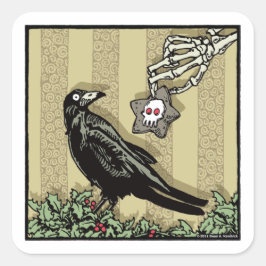 Crow and Cookie - Pop Gothic Holiday Vierkante Sticker