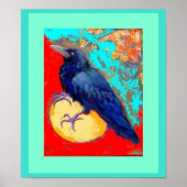 Crow and Egg in Turquoise door Sharles Poster (Voorkant)