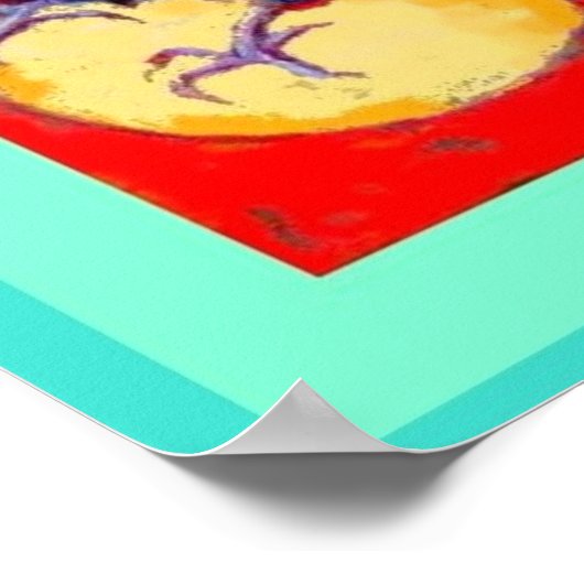 Crow and Egg in Turquoise door Sharles Poster (Hoek)