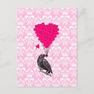 Crow and hart on roze demask briefkaart