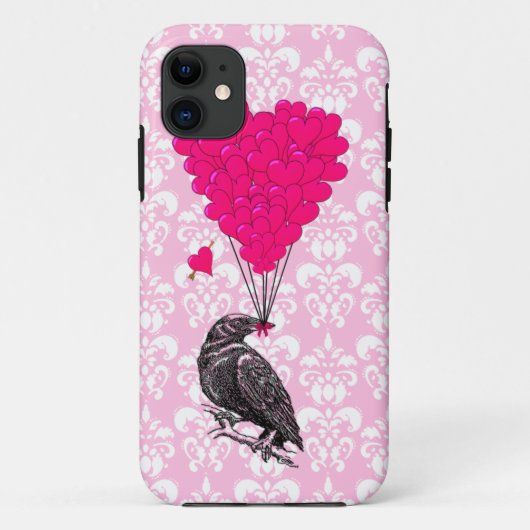 Crow and hart on roze demask Case-Mate iPhone case (Achterkant)
