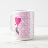 Crow and hart on roze demask koffiemok (Voorkant links)
