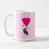 Crow and hart on roze demask koffiemok (Links)
