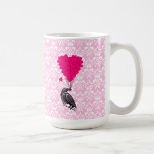 Crow and hart on roze demask koffiemok