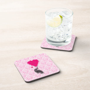 Crow and hart on roze demask onderzetter