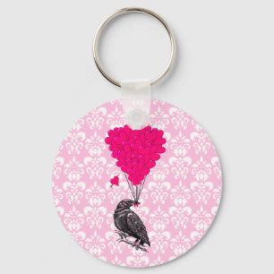 Crow and hart on roze demask sleutelhanger