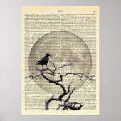 Crow and Moon, Crow Art, Raven, Gothic, Night Poster (Voorkant)