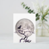 Crow and Moon Raven Fantasy Gothic Night Briefkaart (Staand voorkant)