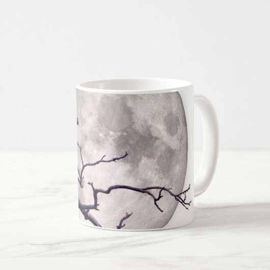 Crow and Moon Raven Fantasy Gothic Night Koffiemok (Voorkant rechts)