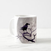 Crow and Moon Raven Fantasy Gothic Night Koffiemok (Voorkant links)