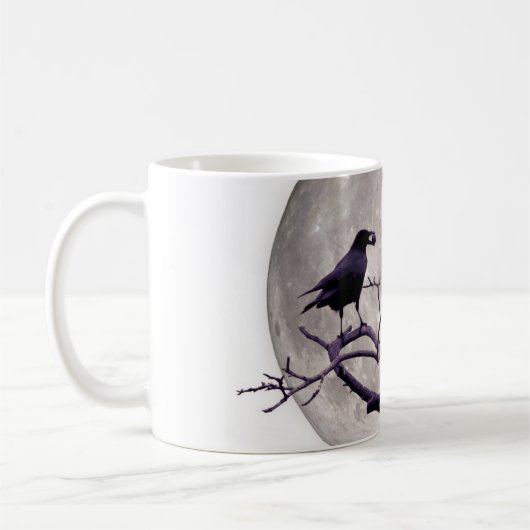Crow and Moon Raven Fantasy Gothic Night Koffiemok (Links)