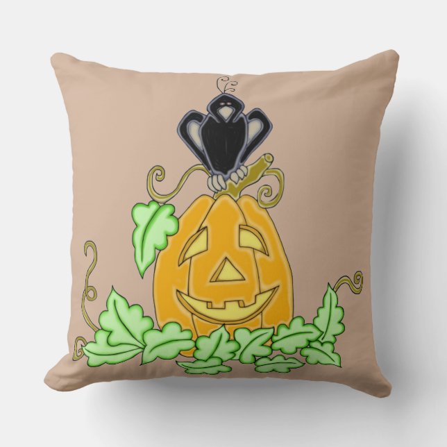 Crow and Pumpkin Kussen (Voorkant)