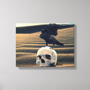 Crow and Skull Raven Desert Gothic Death Canvas Afdruk