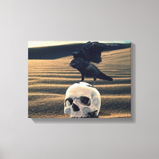 Crow and Skull Raven Desert Gothic Death Canvas Afdruk (Voorkant)