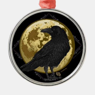 Crow and the Moon design 1 Metalen Ornament