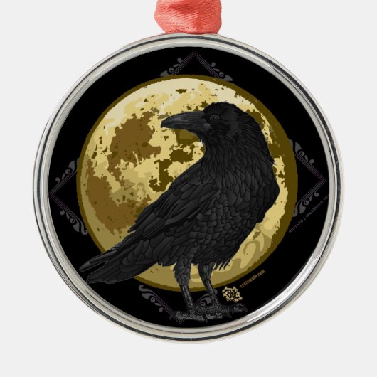 Crow and the Moon design 1 Metalen Ornament (Voorkant)