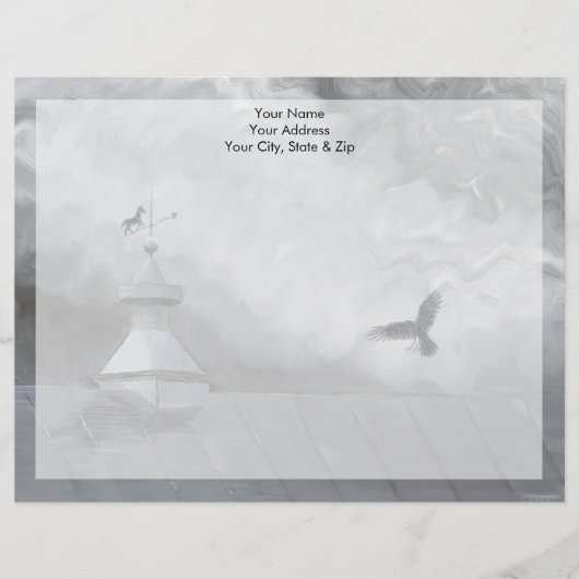 Crow and Weather Vane Briefhoofd Ontwerp (Voorkant)