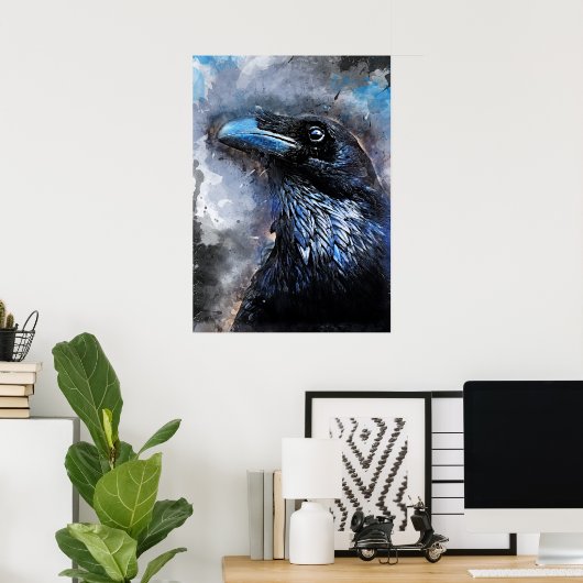 Crow art #crow #bird #animals poster (Thuiskantoor)