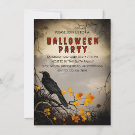  Crow & Autumn verlaat Halloween Party Kaart