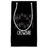 Crow Bar Funny Music Bird Pun Dark BG Klein Cadeauzakje (Voorkant)
