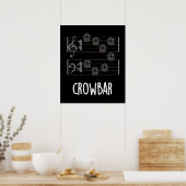 Crow Bar Funny Music Bird Pun Dark BG Poster (Keuken)