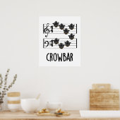 Crow Bar Funny Music Bird Pun Poster (Keuken)