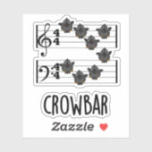 Crow Bar Funny Music Bird Pun Sticker (Vel)