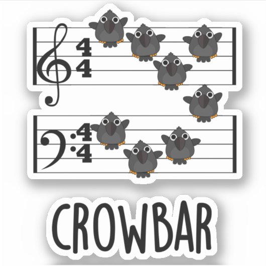 Crow Bar Funny Music Bird Pun Sticker (Voorkant)