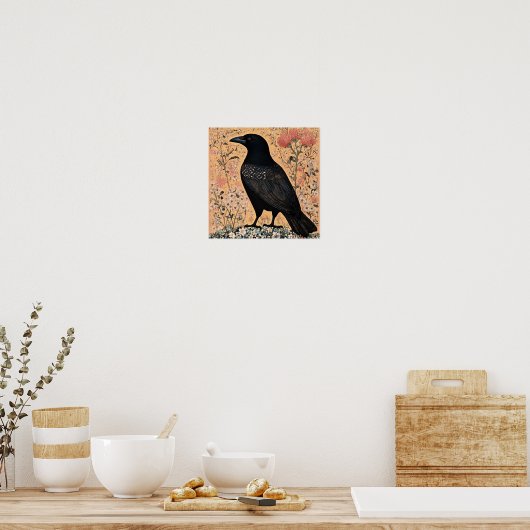 Crow Bird Abstract schilderij Poster (Keuken)
