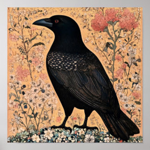 Crow Bird Abstract schilderij Poster