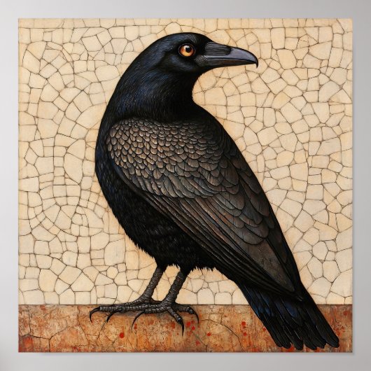 Crow Bird Abstract schilderij Poster (Voorkant)