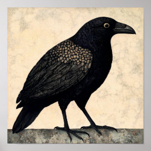 Crow Bird Abstract schilderij Poster