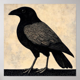 Crow Bird Abstract schilderij Poster