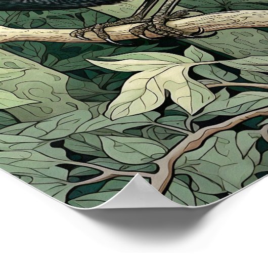 Crow Bird Abstract schilderij Poster (Hoek)