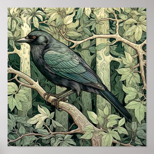 Crow Bird Abstract schilderij Poster (Voorkant)