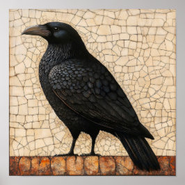 Crow Bird Abstract schilderij Poster