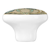 Crow Bird Sage Green & Gold Art Deco Nouveau Keramische Knop (Zijkant)