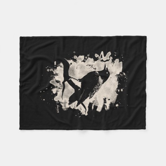 Crow bleached look fleece deken (Voorkant (Horizontaal))