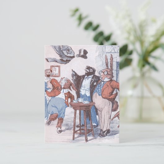 Crow & Bunnies hebben thee Briefkaart (Staand voorkant)