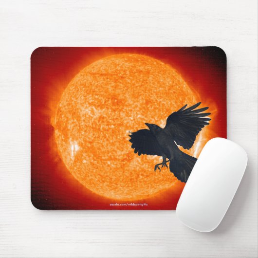 Crow & Burning Sun Wildlife Fantasy Mousepad Muismat (Met muis)