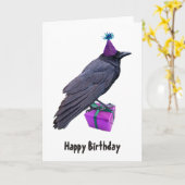 Crow Cadeau Verjaardag Kaart (Gele Bloem)