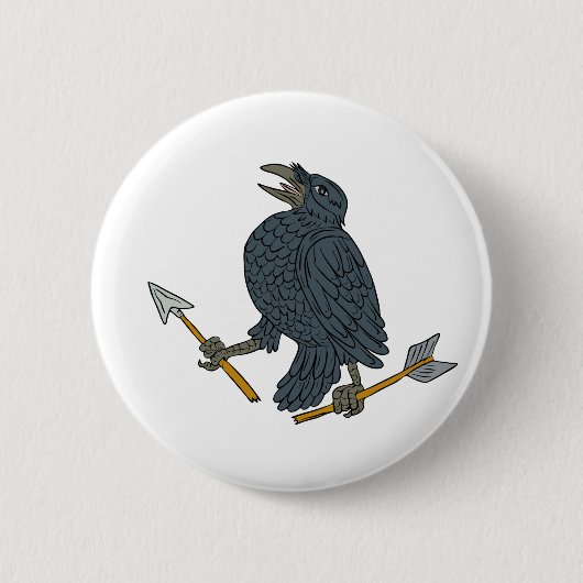 Crow Clutching Broken Arrow Tekening Ronde Button 5,7 Cm (Voorkant)