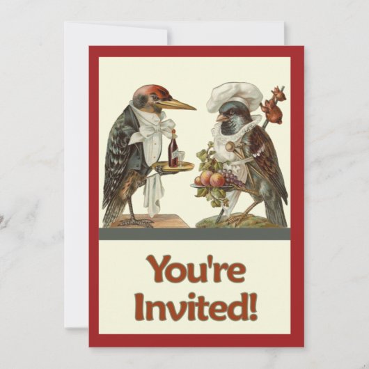 Crow Cook en Woodpecker Bartender Uitnodiging (Voorkant)