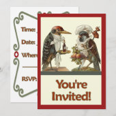 Crow Cook en Woodpecker Bartender Uitnodiging (Voorkant / Achterkant)