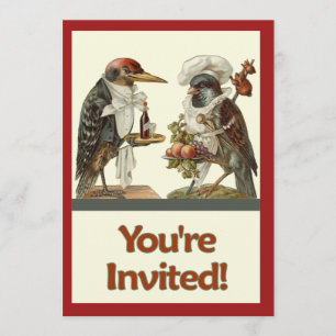 Crow Cook en Woodpecker Bartender Uitnodiging