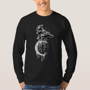 Crow Crescent Moon Roos Aesthetisch occult Raven g T-shirt